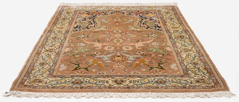 A semi-antique Hereke souf, silk and metal thread rug, West Anatolia, c. 163 x 103 cm.