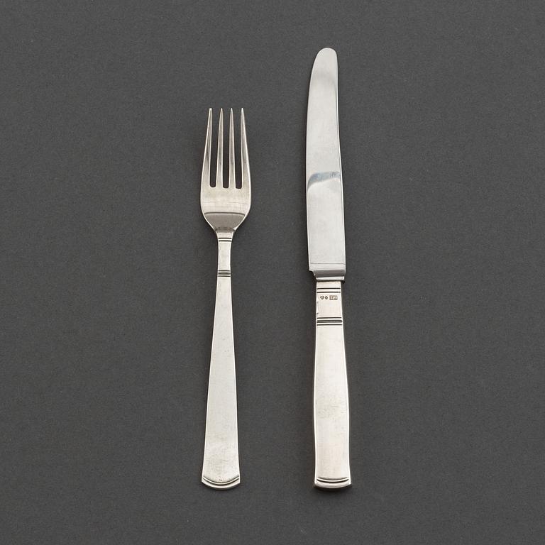 Jacob Ängman, 24 'Rosenholm' silver cutlery.  Eskilstuna and Stockholm 1968-89.