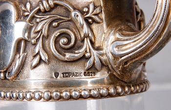 KARAFF, glas och sterlingsilver, Topazio, Portugal, tidigt 1900-tal.