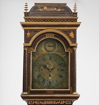 A George II japanned musical longcase clock by William Barrow (watchmaker in London 1700-36).