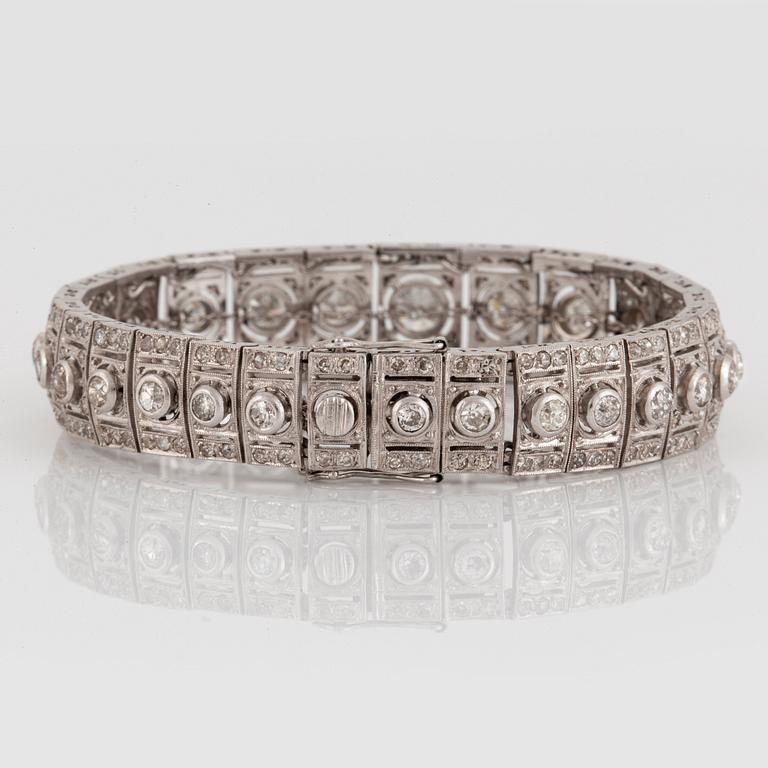 A platinum bracelet set with old- and eight-cut diamonds.