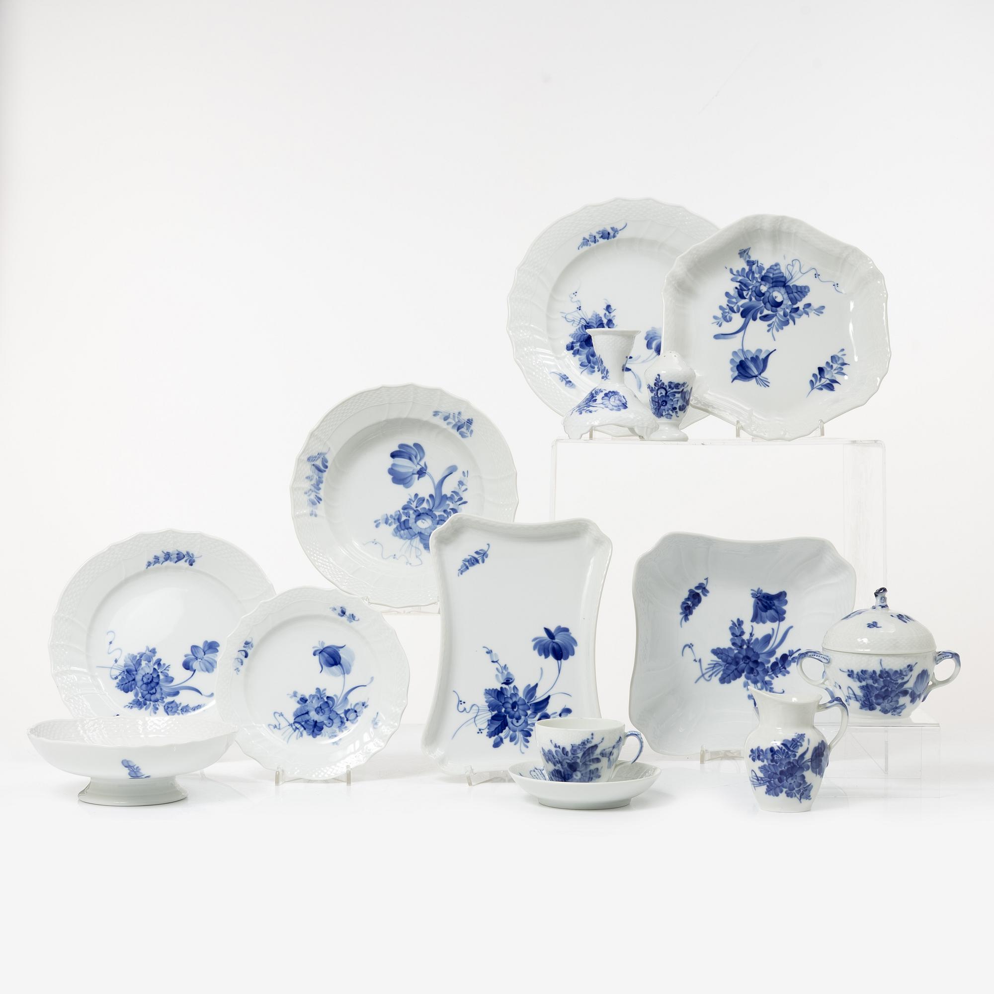Royal Copenhagen, a 'Blue Flower' 50-piece dinner and coffee service,, Denmark.