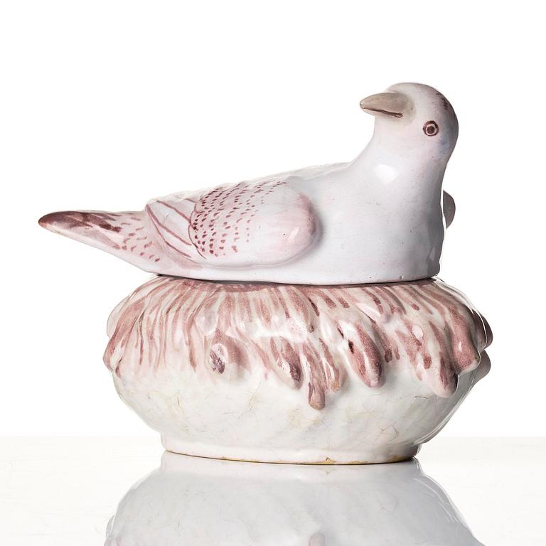 A Swedish Marieberg faience butter tureen, 18th century.