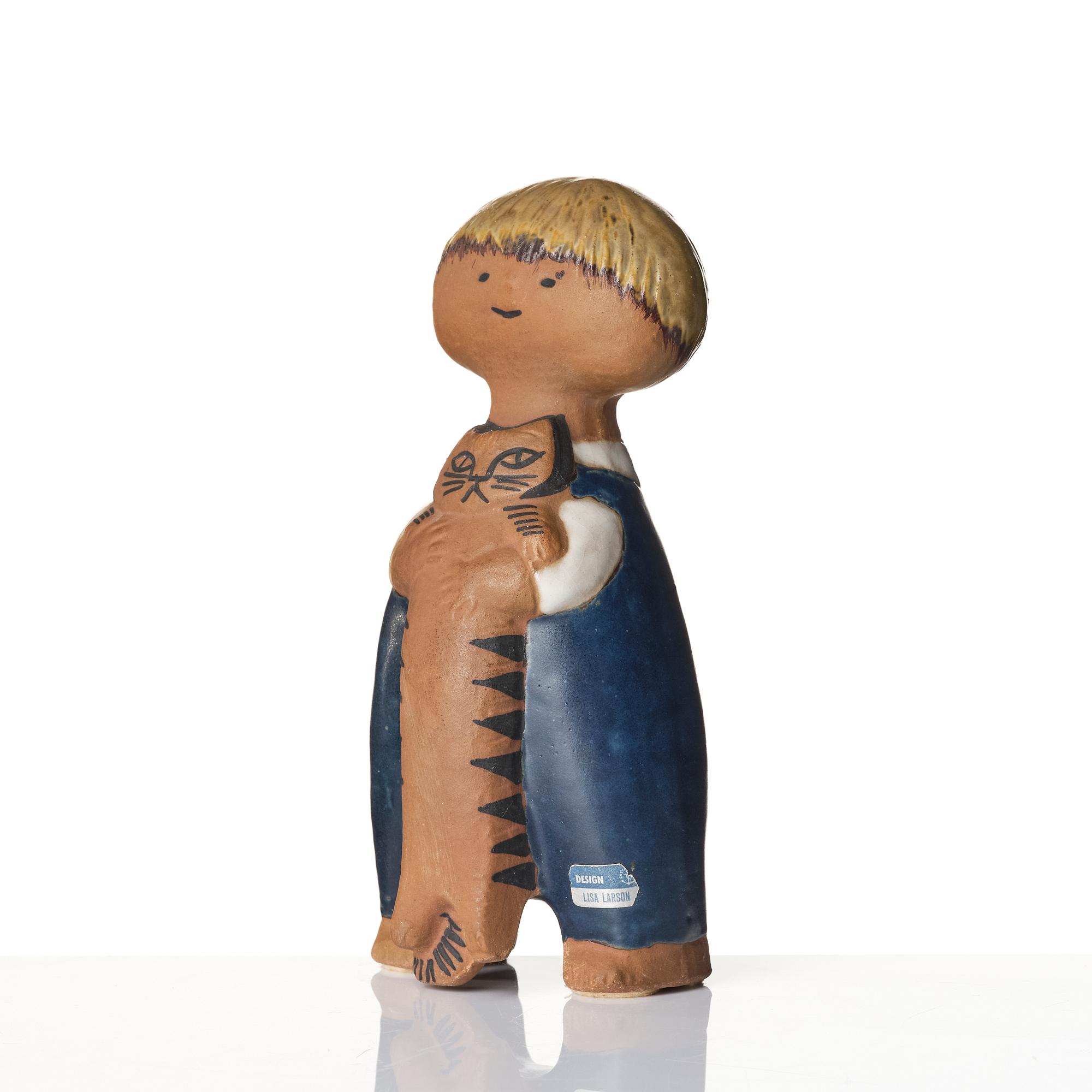 Lisa Larson, figurines 2 pcs, stoneware, polar bear from the Skansen series, and Pelle from Larson's children.