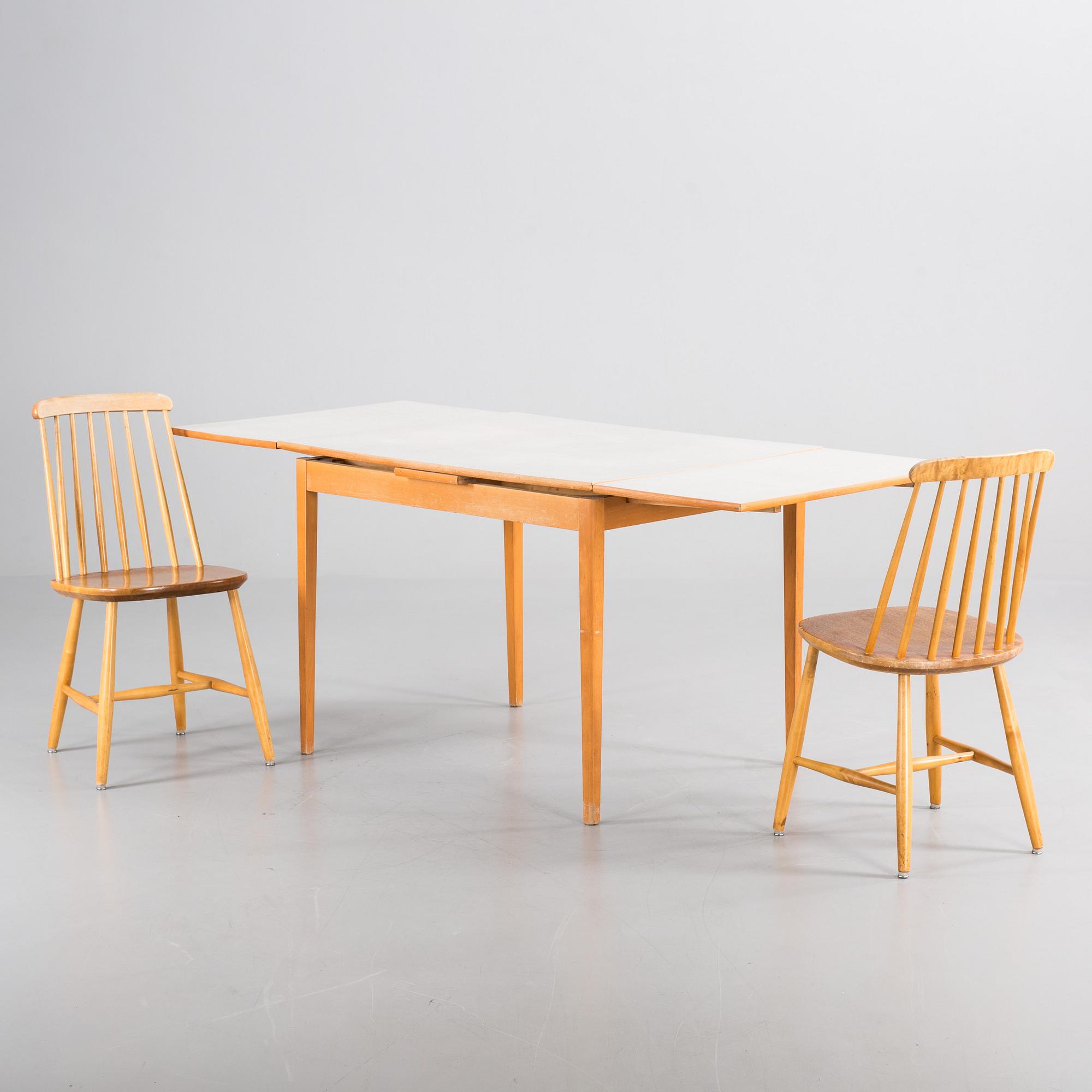 BORD, Perstorp och STOLAR, ett par, Nesto. 1900-talets mitt.