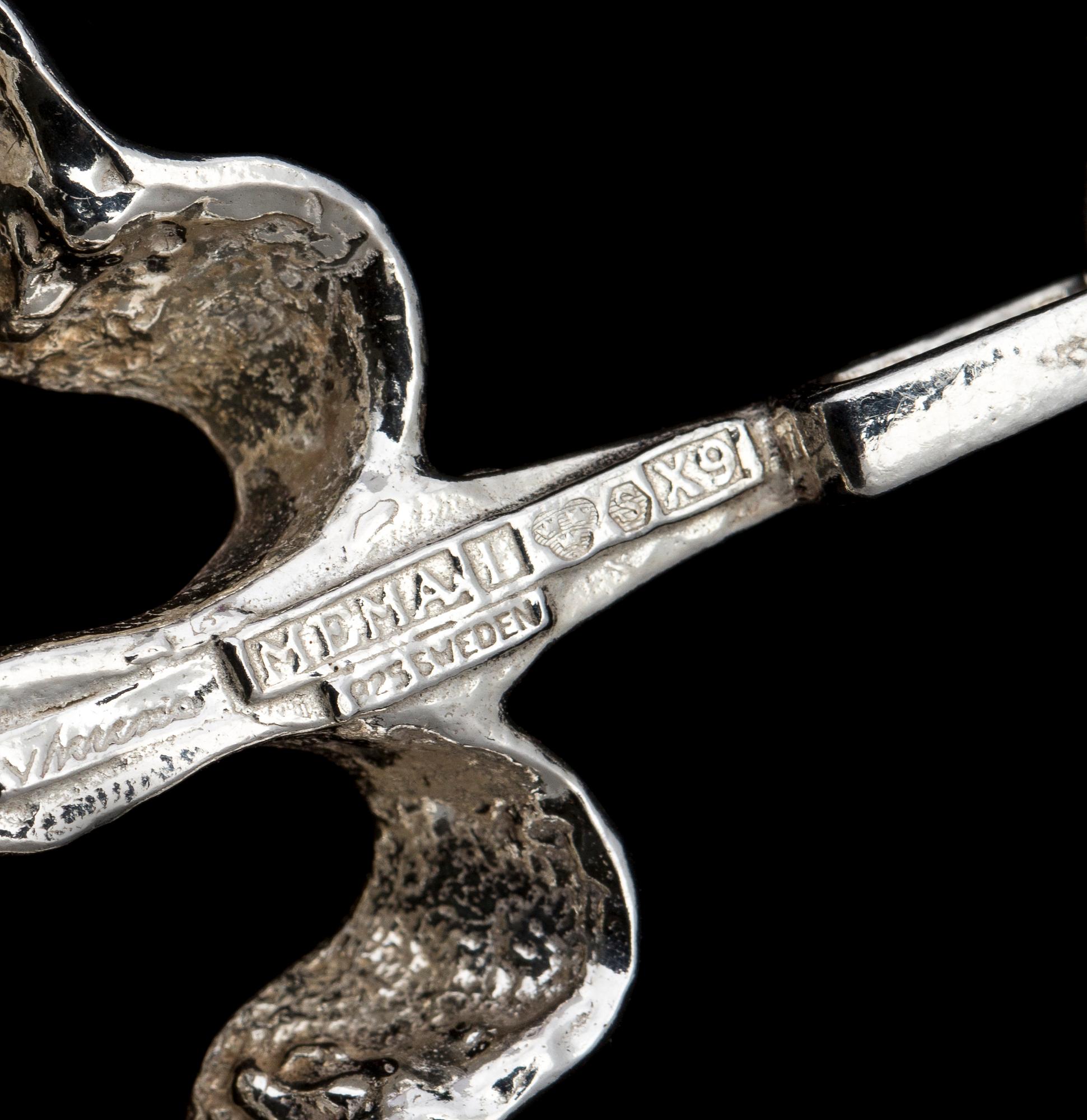 COLLIER SAMT RING, sterlingsilver, Theresia Hvorslev, MEMA, Lidköping, 1972 samt 1973. Vikt ca 85 g.