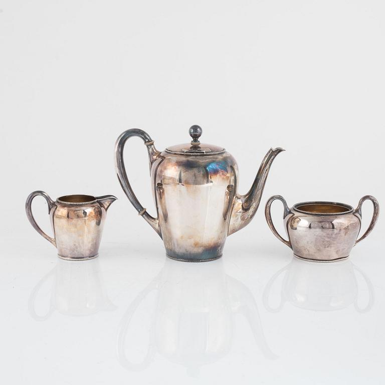 Kaffeservis, 3 delar, silver, C.G Hallberg, Stockholm 1914.