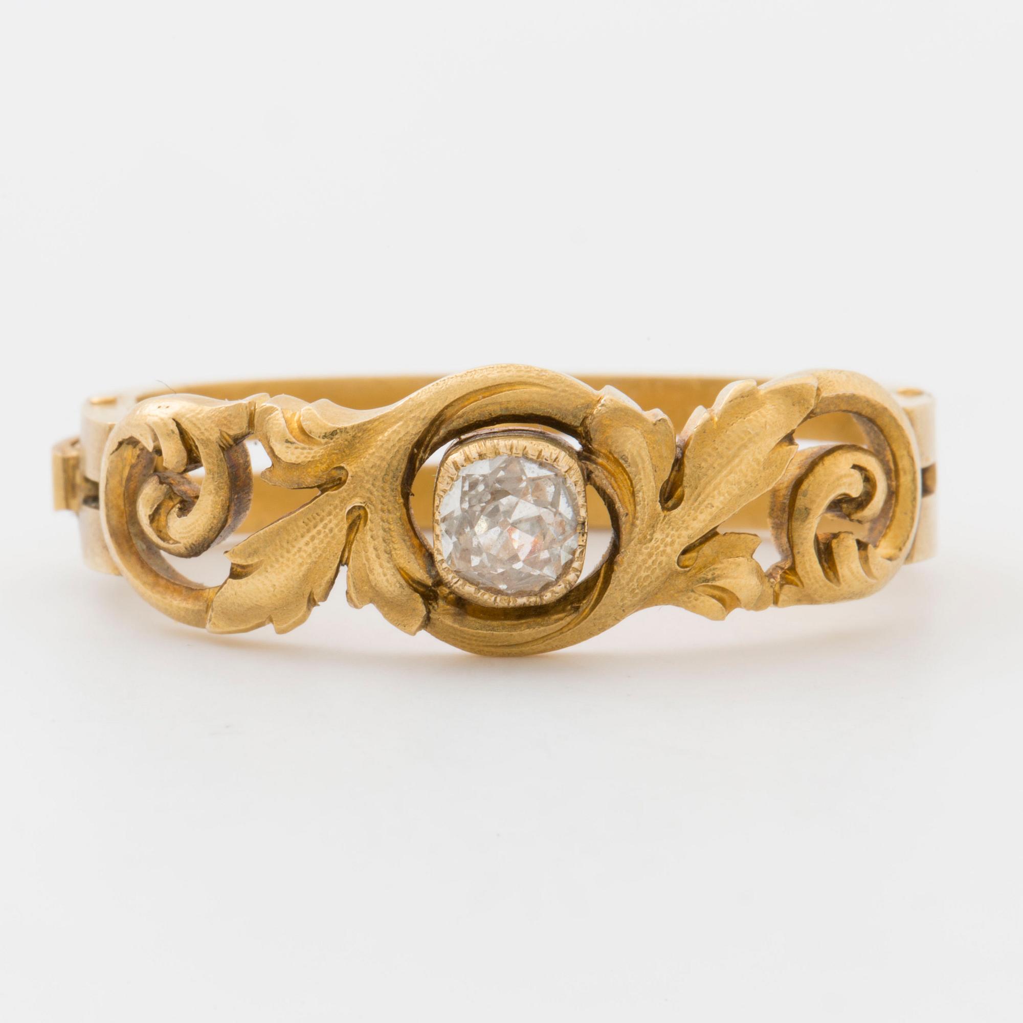 SCARFHÅLLARE, med gammalslipad diamant 1800-tal, Frankrike.