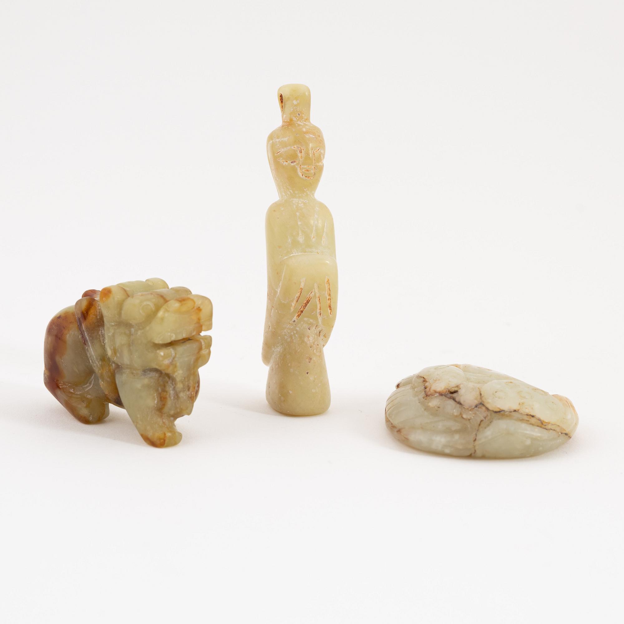A set of five Chinese stone objects, 20th century.