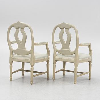 A pair of Gustavian armchairs, end of the 18th Century.