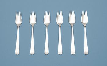 518. Wiwen Nilsson, A set of six Wiwen Nilsson sterling forks, Lund 1964.