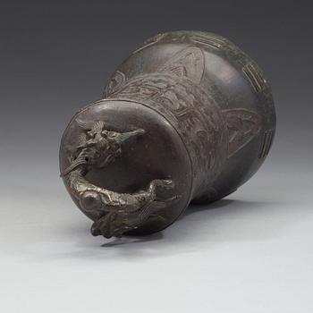 A bronze temple bell, Ming dynasty (1368-1644).