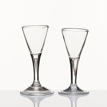 Glas, sex stycken. Sverige, 1700-tal.