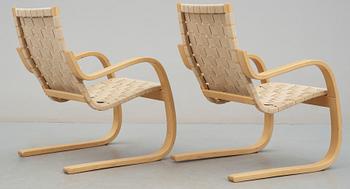 FÅTÖLJER, ett par, Modell 406, Alvar Aalto för Artek Finland.