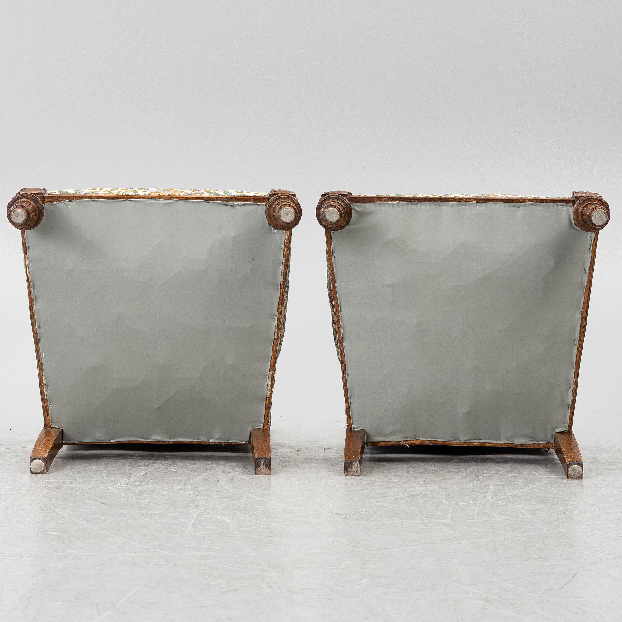 A pair of armchairs, circa 1900.