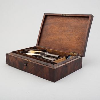 A mid 19th century Belgian rifled percussion pistols with ivory butts in a case.