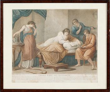 KOPPARSTICK, 2 st, efter Angelica Kauffman och Garnier, 1800-tal.
