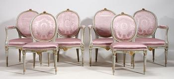 SALONGSGRUPP, 8 delar, gustaviansk stil, 1900-talets första hälft.