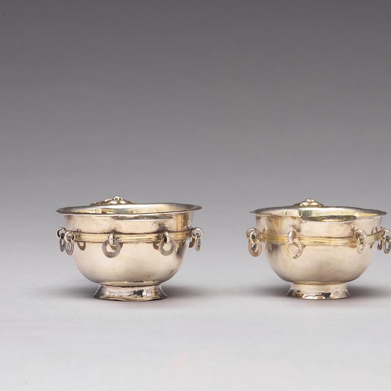 A matched pair of Swedish 18th century parcel-gilt silver brandy-bowls, mark of Johan Westerberg, Piteå (-1807-1829).