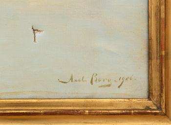 Axel Borg, Winter landscape with a moose family.