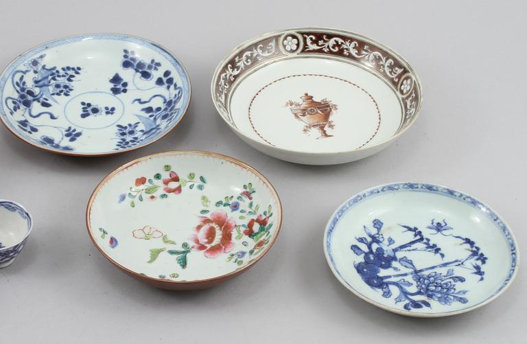 PARTI PORSLIN, 7 delar, Kina, 1700-tal.