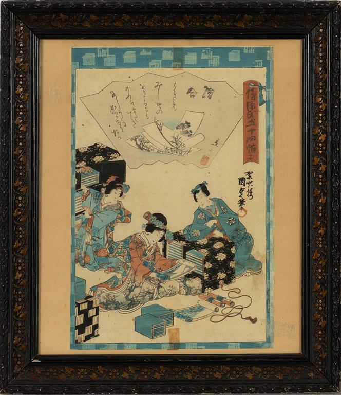 Utagawa Kunisada, four motifs from ‘The Tale of Genji’ (Genji Monogatari).