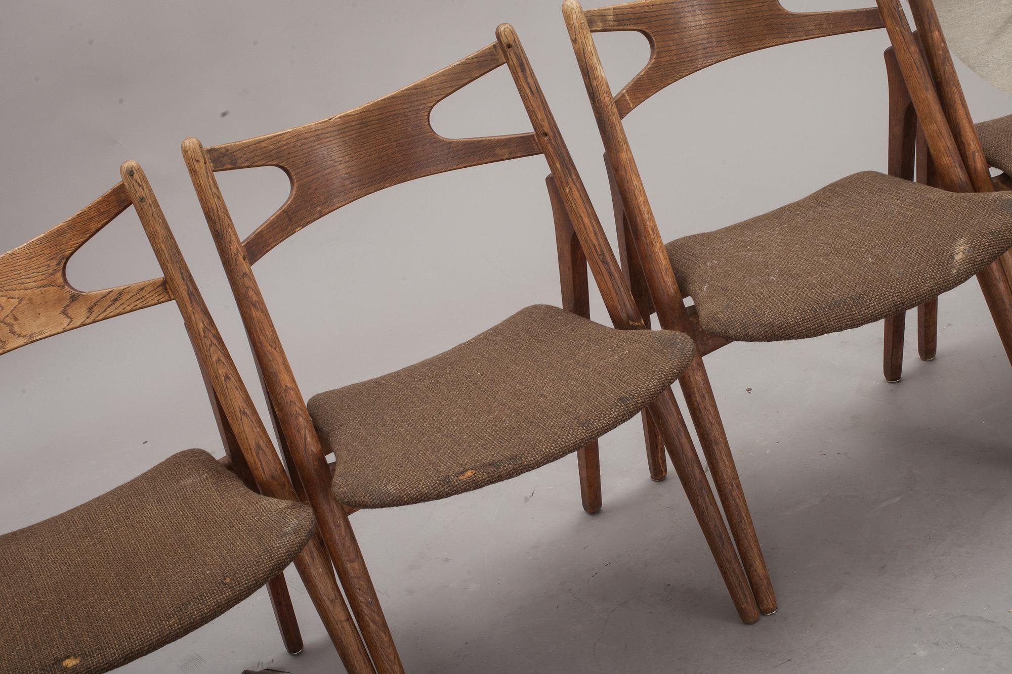STOLAR, 4 st, "CH29"/"Savbukkestolen", Hans J Wegner.