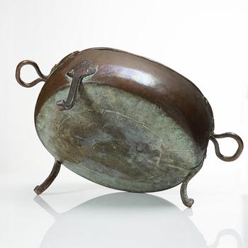 A Swedish copper cauldron, late 18th century.
