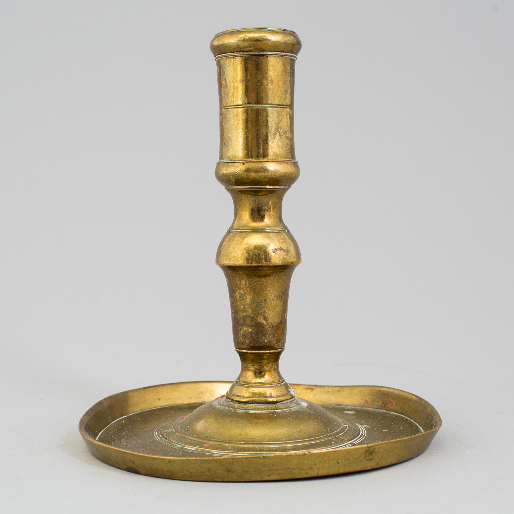 LJUSSTAKE, mässing, barock Sverige, 1600-tal.