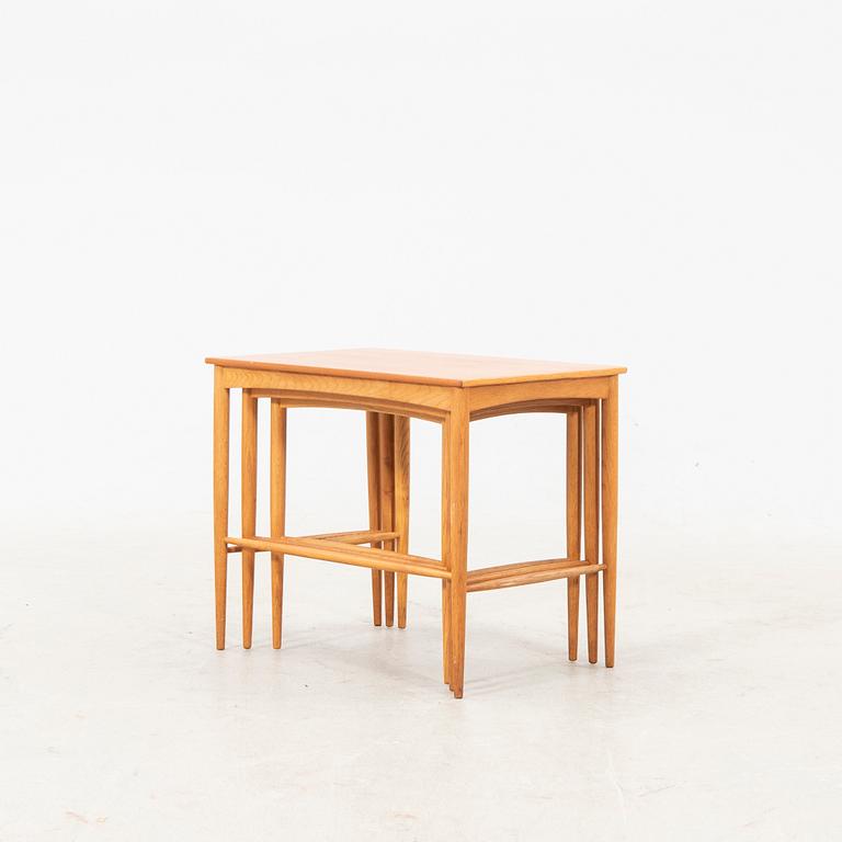 A set of three teak and oak Bertil Fridhagen nesting tables from Bodafor.