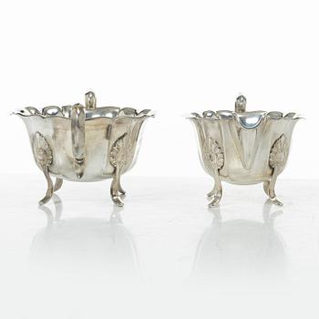 Th Marthinsen, sugar bowl and cream jug, silver, Tönsberg, Norway, first half of the 20th century.
