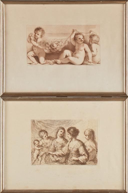 FRANCESCO BARTOLOZZI, efter, 2st, grafiska blad, omkring sekelskiftet 1900.