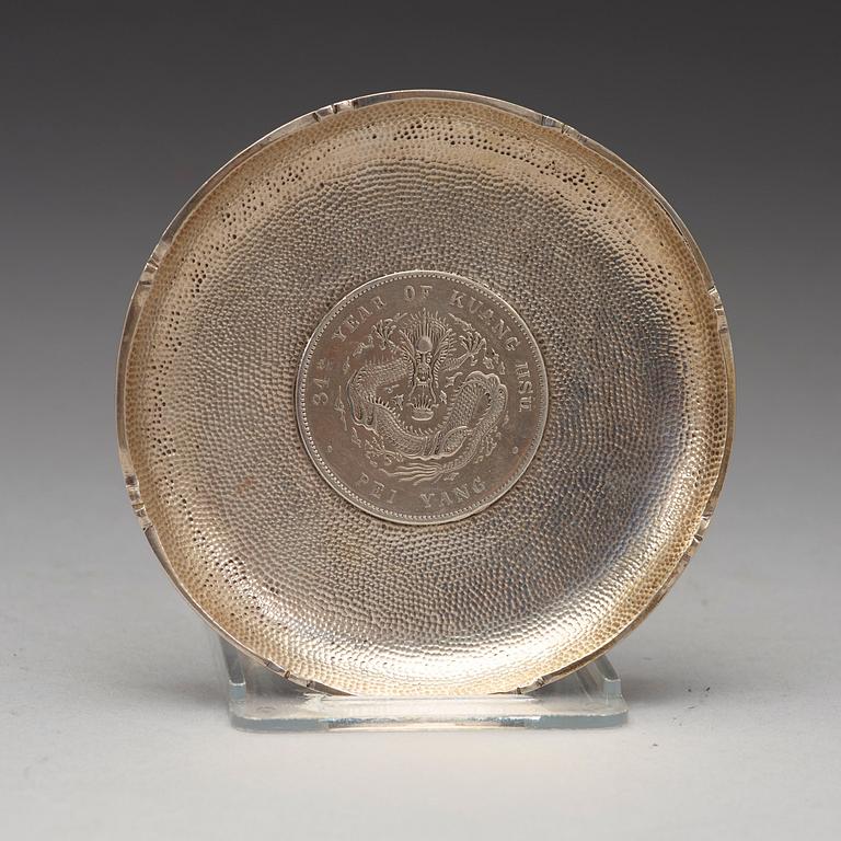 MYNTFAT, fem stycken, silver. Bla Zee Sung, Shanghai, 1900-talets början.