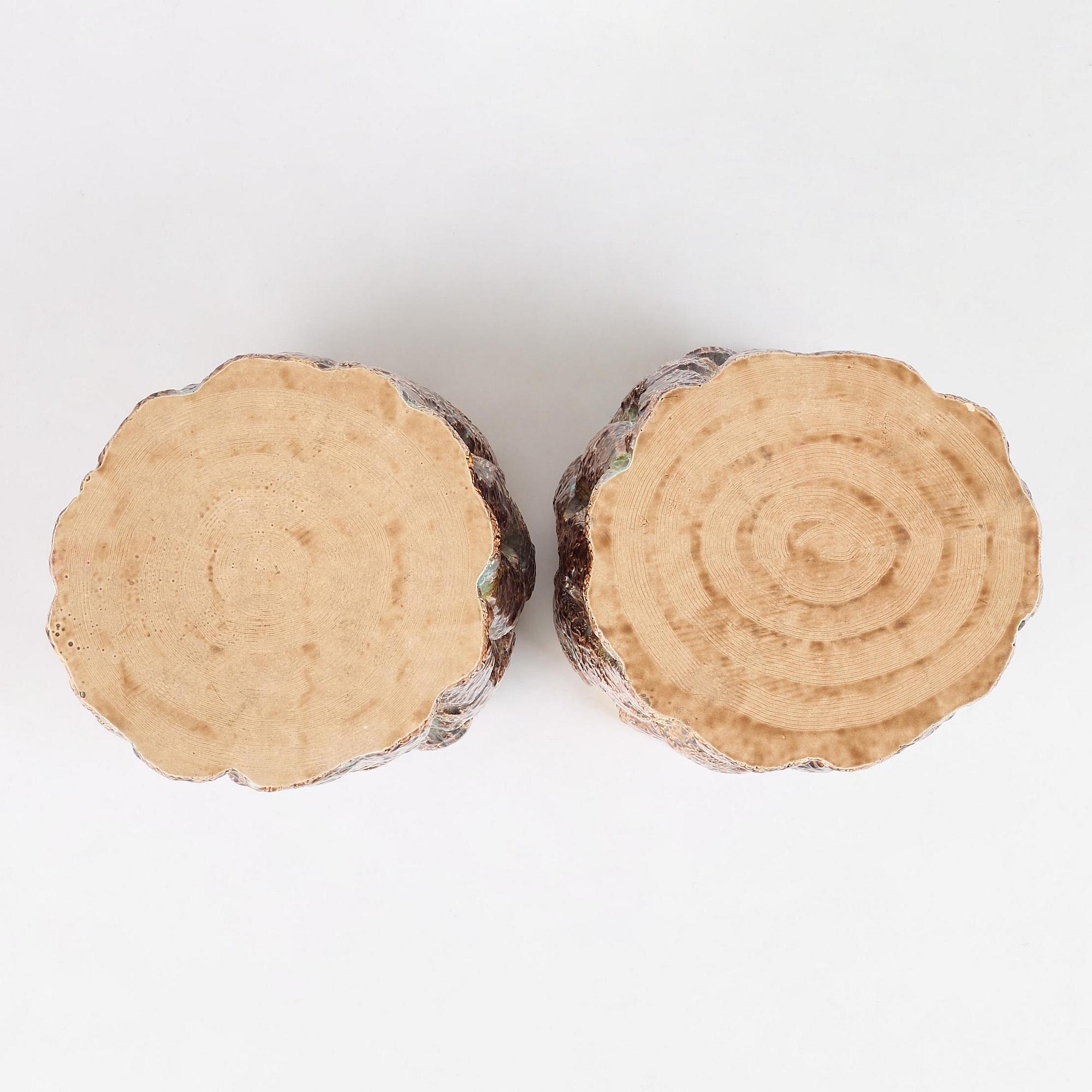 A pair of mayolica garden stools from Gustavsberg, late 19th century.