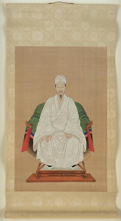 A pair of Thai ancestors portraits, around 1900.