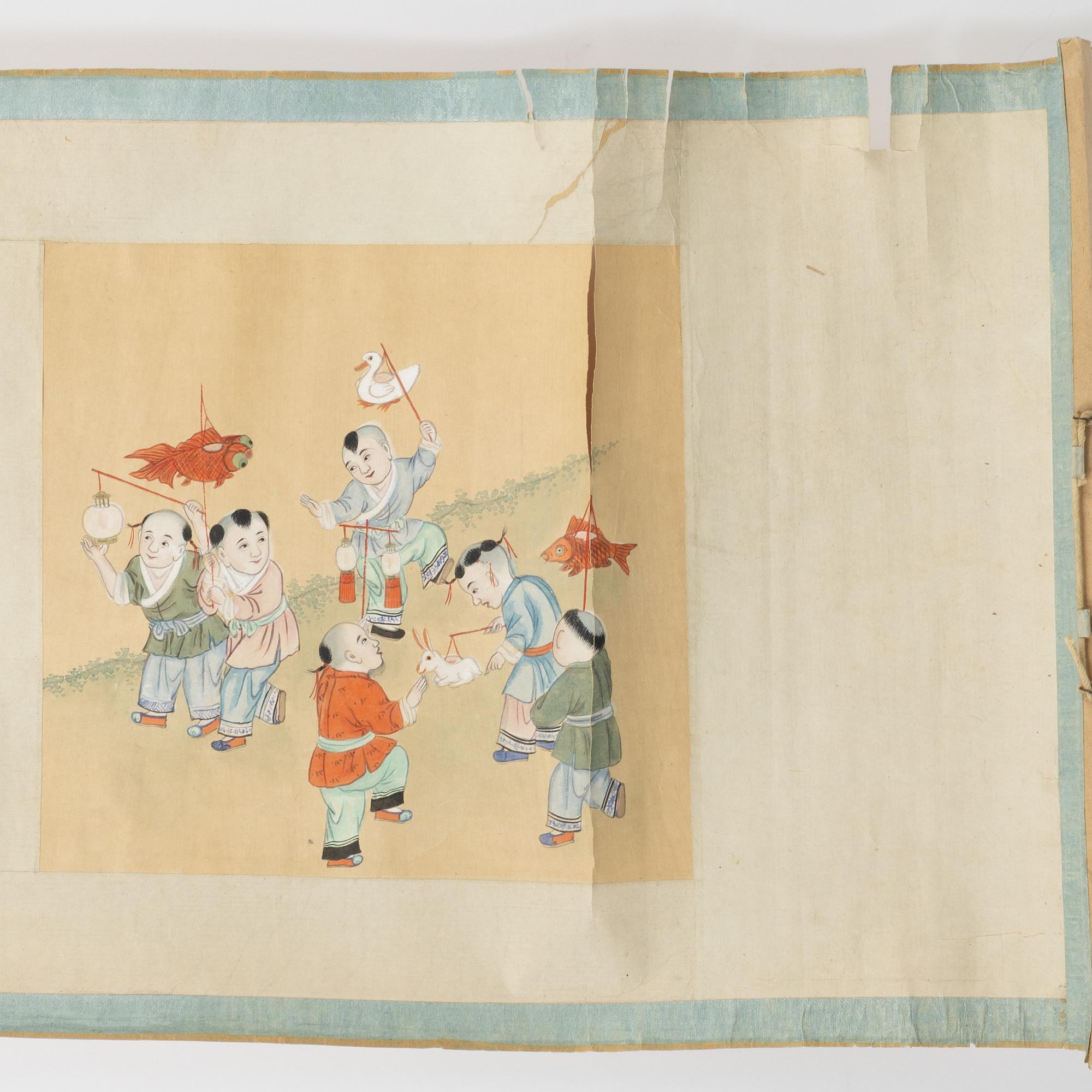 A painting of 'boys' at play by anonymous artist, late Qing dynasty.