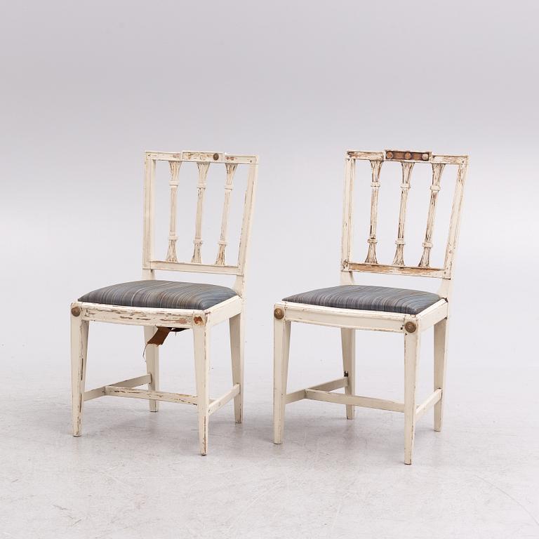 A pair of late Gustavian chairs, Stockholm, late 18th century.