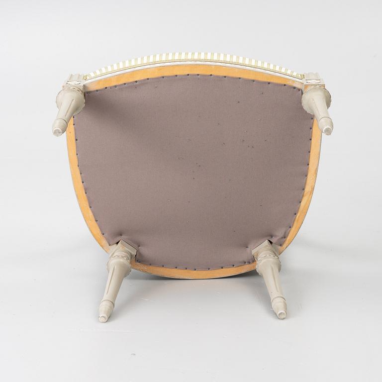 Armchairs, 5 in the Gustavian style, 20th century.