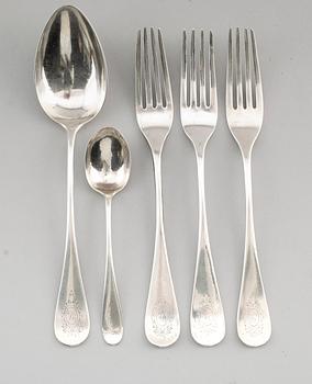 BESTICK, 5 delar, silver, bl a 1890 och 1872. Vikt ca 264 g.