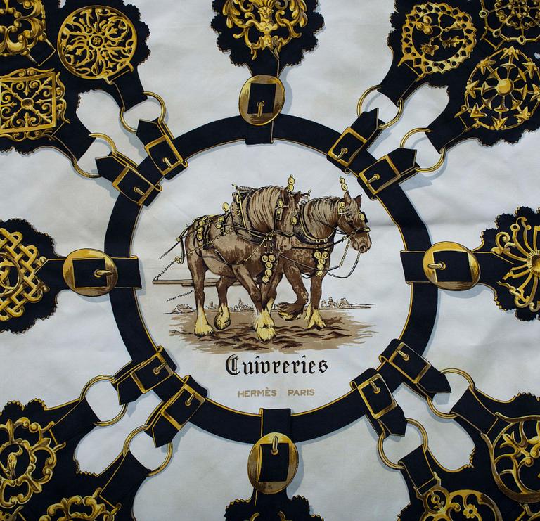 SCARF, siden, "Cuivreries", design F de La Perriere, Hermès, Paris.