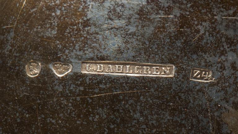 KAFFEKANNA, silver, Gustaf Dahlgren, Stockholm,1854. Vikt ca 922g.