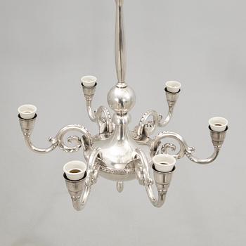 CG Hallberg ceiling lamp, silver plate, 1920s, Swedish Grace.