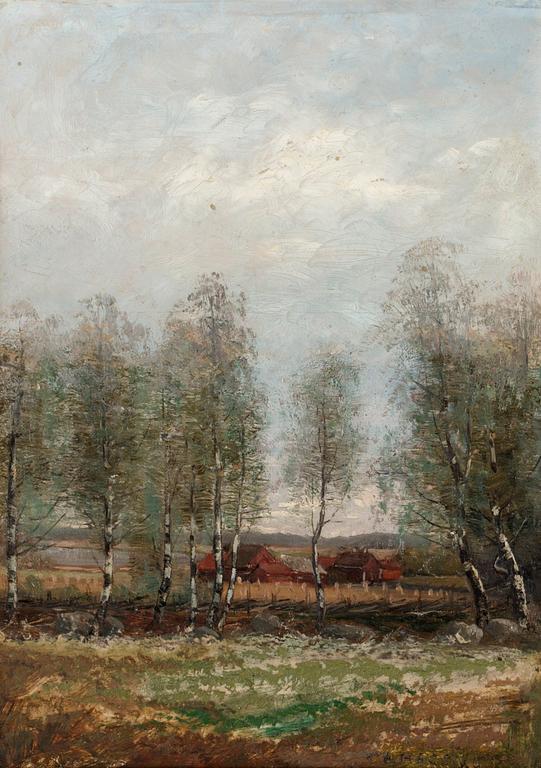 August Hagborg, Björkar vid gärdesgård.