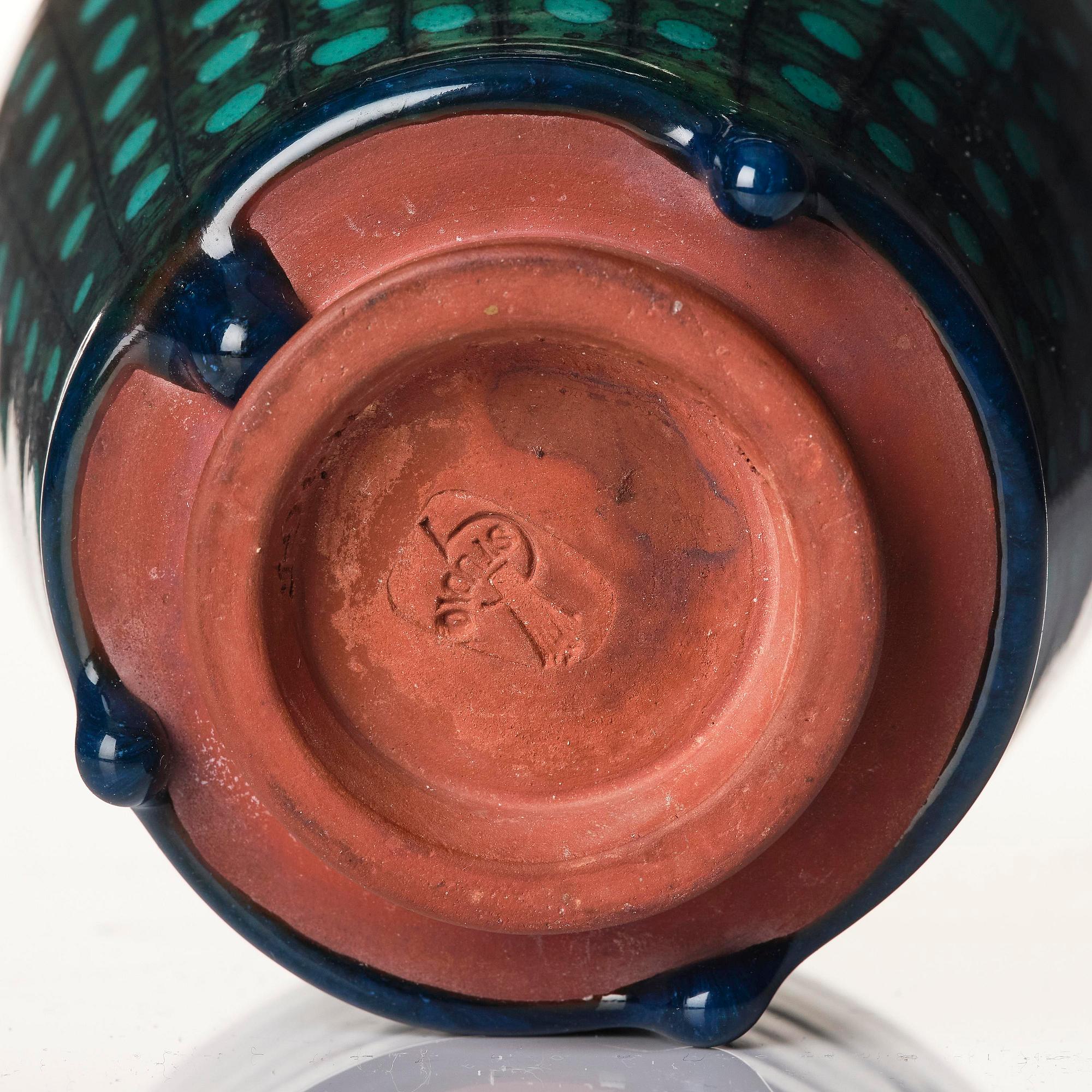 Wilhelm Kåge, a set of three Farsta stoneware vases, Gustavsberg Studio, two dated 1948 and 1950.