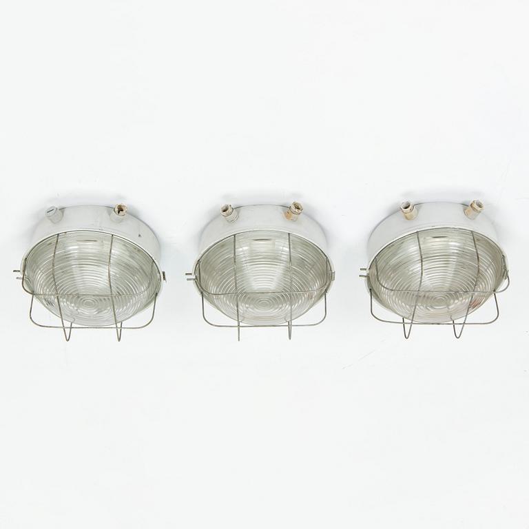 Three Orno ceiling lamps, model 14-033, mid-20th century.