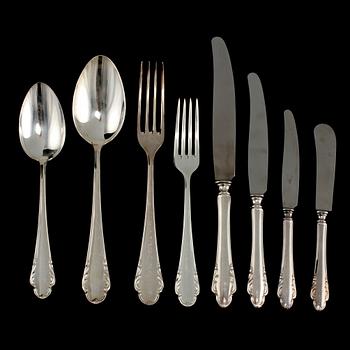 BESTICKUPPSÄTTNING, 61 delar, silver, "HAGA", Skandia, 1900-talets mitt. Vikt 2667 g inkl stålblad.