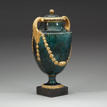 A Marieberg earthenware vase with cover, 1790's.