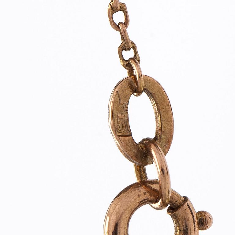 Kaulakoru, viistehiotut akvamariinit, 14K (56) kultaa, Venäjä.