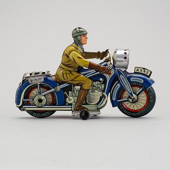 A tinplate Arnold motorcycle, Germany, 1930/40s.