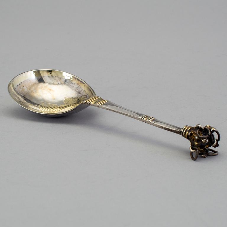 A Swedish 18th century parcel-gilt spoon, mark of Johan Wickman, Hudiksvall 1773.